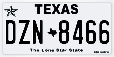 TX license plate DZN8466