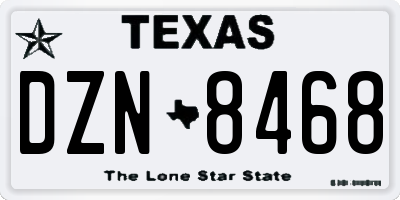 TX license plate DZN8468