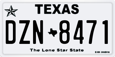 TX license plate DZN8471