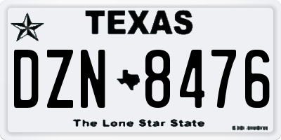 TX license plate DZN8476