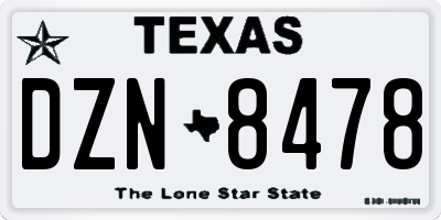 TX license plate DZN8478