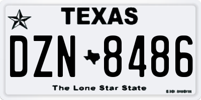 TX license plate DZN8486
