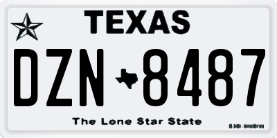 TX license plate DZN8487
