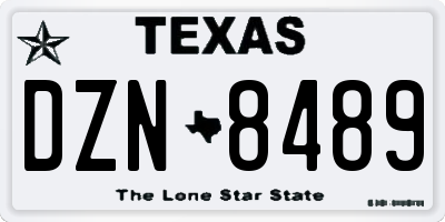 TX license plate DZN8489