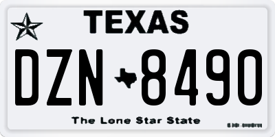 TX license plate DZN8490