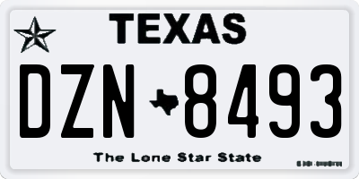 TX license plate DZN8493