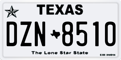 TX license plate DZN8510