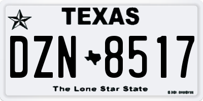 TX license plate DZN8517