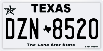 TX license plate DZN8520