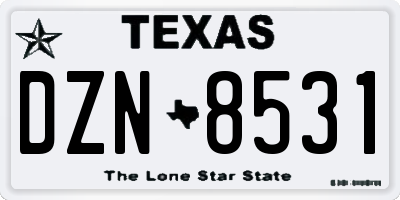 TX license plate DZN8531