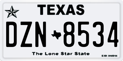 TX license plate DZN8534