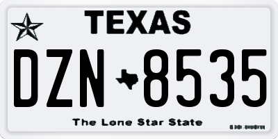 TX license plate DZN8535
