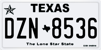 TX license plate DZN8536