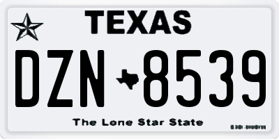 TX license plate DZN8539