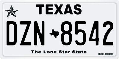 TX license plate DZN8542