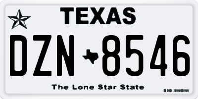 TX license plate DZN8546