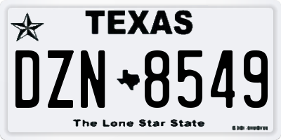 TX license plate DZN8549