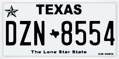 TX license plate DZN8554