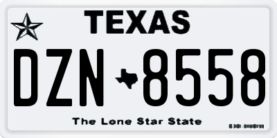 TX license plate DZN8558