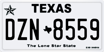 TX license plate DZN8559