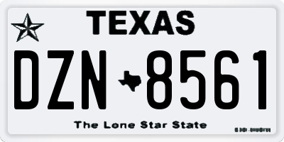 TX license plate DZN8561