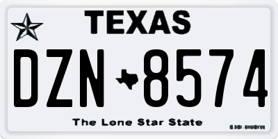 TX license plate DZN8574