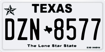 TX license plate DZN8577