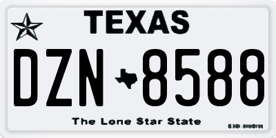 TX license plate DZN8588