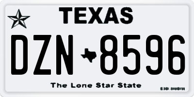 TX license plate DZN8596