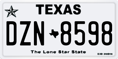 TX license plate DZN8598