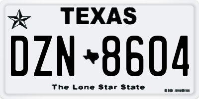 TX license plate DZN8604