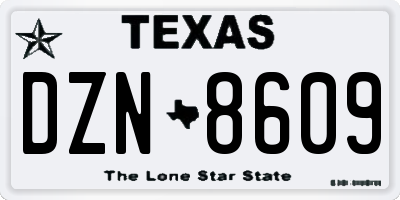 TX license plate DZN8609