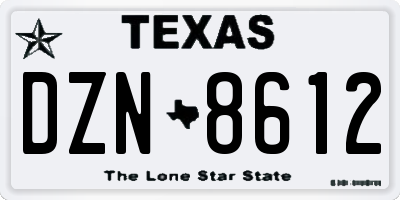 TX license plate DZN8612