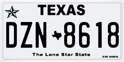 TX license plate DZN8618