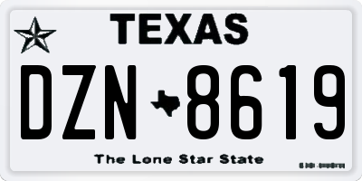TX license plate DZN8619