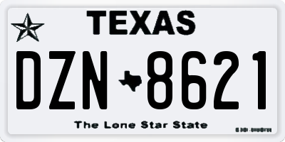 TX license plate DZN8621