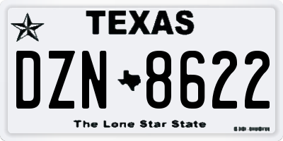 TX license plate DZN8622