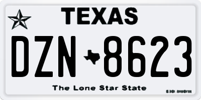 TX license plate DZN8623