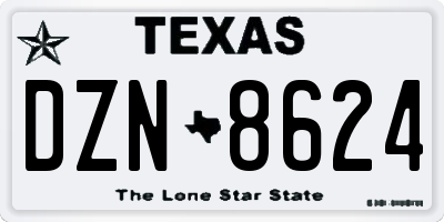 TX license plate DZN8624