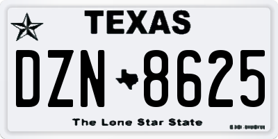 TX license plate DZN8625