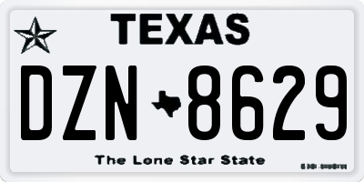 TX license plate DZN8629