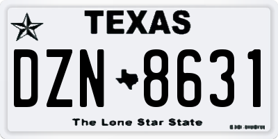 TX license plate DZN8631