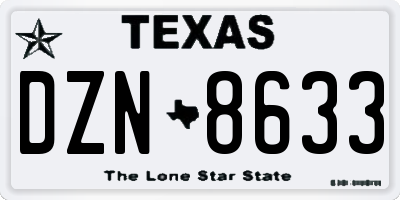 TX license plate DZN8633