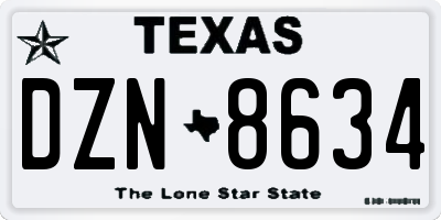 TX license plate DZN8634