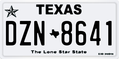 TX license plate DZN8641
