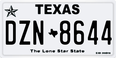 TX license plate DZN8644