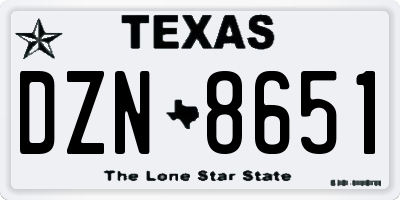 TX license plate DZN8651