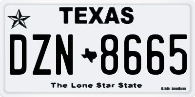 TX license plate DZN8665