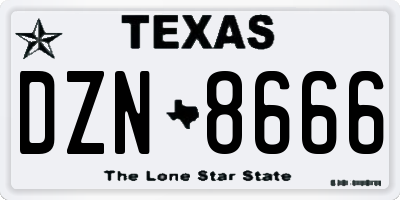 TX license plate DZN8666