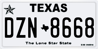 TX license plate DZN8668
